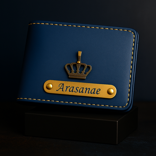 Personalized Men's Wallet with Name & Charm
