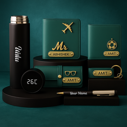 Premium Customized 3 in 1 Gift Set of Wallet,Sunglasses Cover,Keychain