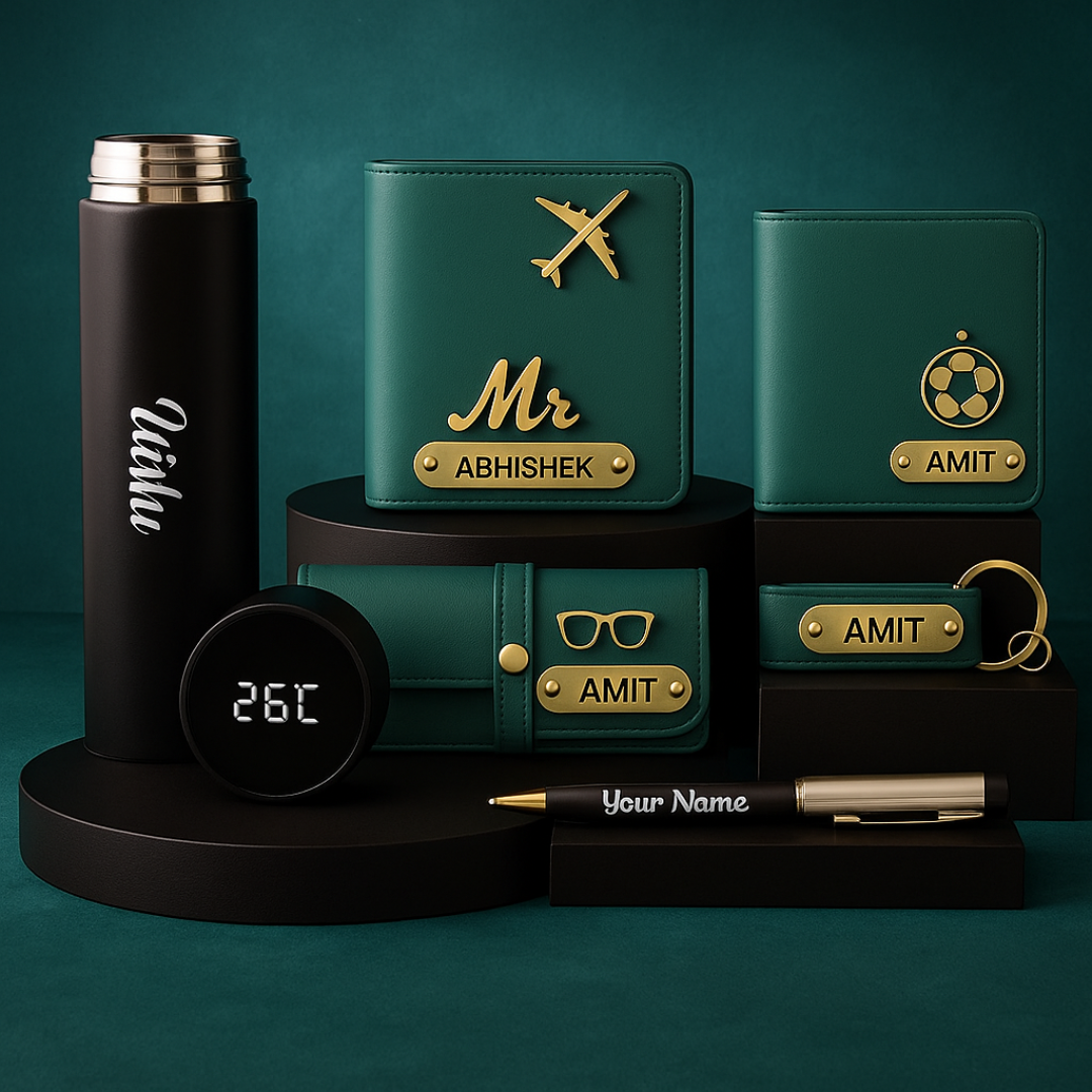 6 in 1 Personalised Birthday Gift For Men, Brother, Father, Husband With Name Engrave | Customized Gift Hamper
