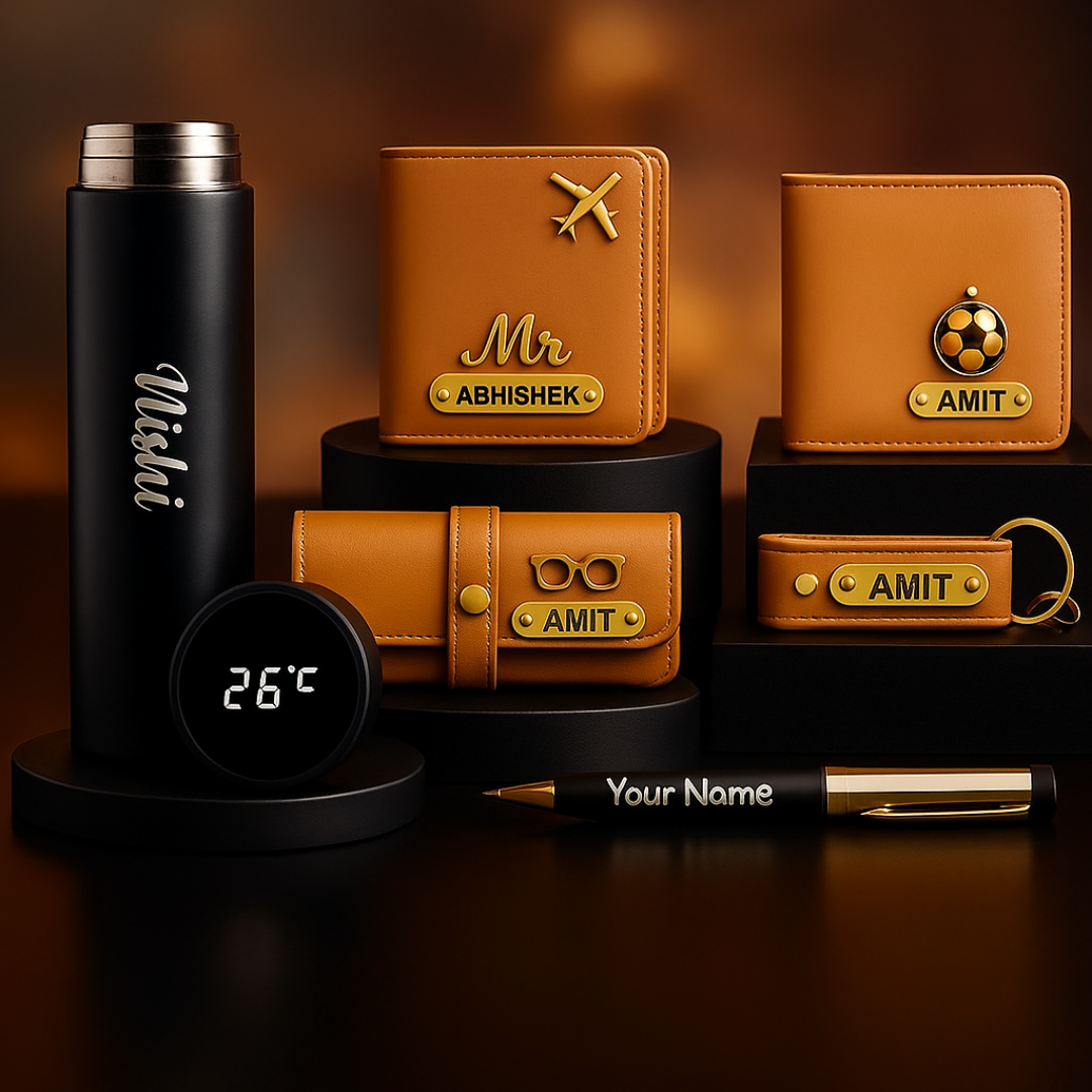 6 in 1 Personalised Birthday Gift For Men, Brother, Father, Husband With Name Engrave | Customized Gift Hamper