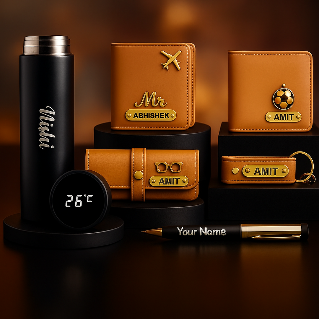 Premium Customized 3 in 1 Gift Set of Wallet,Sunglasses Cover,Keychain