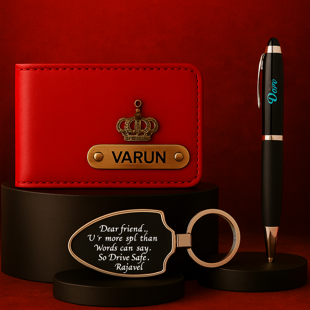 Men's Premium Wallet with LED Pen & LED Keychain Combo