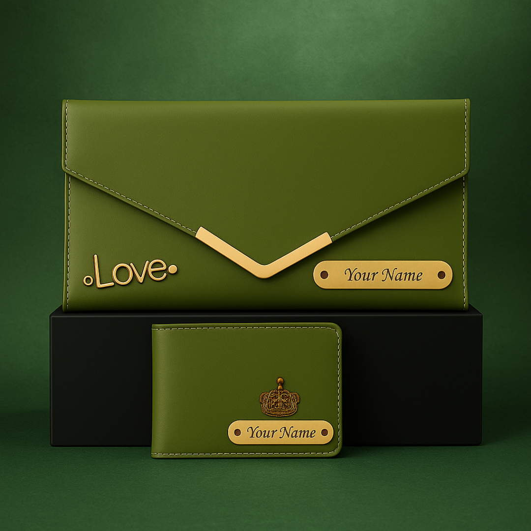 Personalized Leather Couple Wallet for Men & Women With Charm, Customized Name