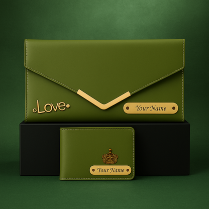 Personalized Leather Couple Wallet for Men & Women With Charm, Customized Name