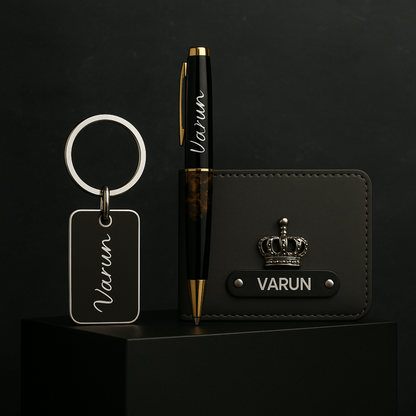 Customised Men's Wallet Pen Keychain Combo