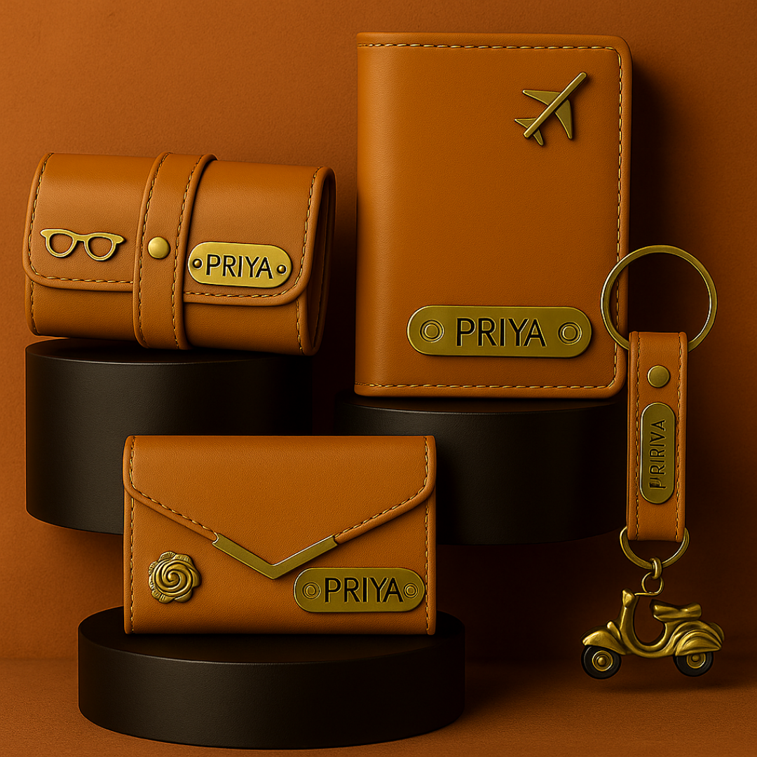 Premium Customized 3 in 1 Gift Set of Wallet,Sunglasses Cover,Keychain