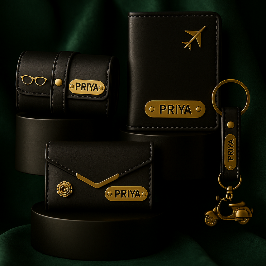 Premium Customized 3 in 1 Gift Set of Wallet,Sunglasses Cover,Keychain