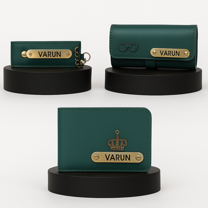 Premium Customized 3 in 1 Gift Set of Wallet,Sunglasses Cover,Keychain