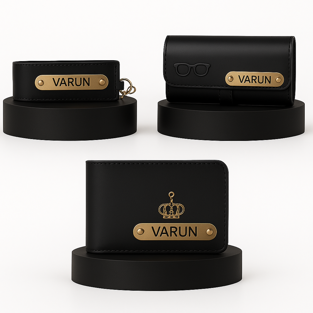 Premium Customized 3 in 1 Gift Set of Wallet,Sunglasses Cover,Keychain