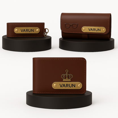 Premium Customized 3 in 1 Gift Set of Wallet,Sunglasses Cover,Keychain