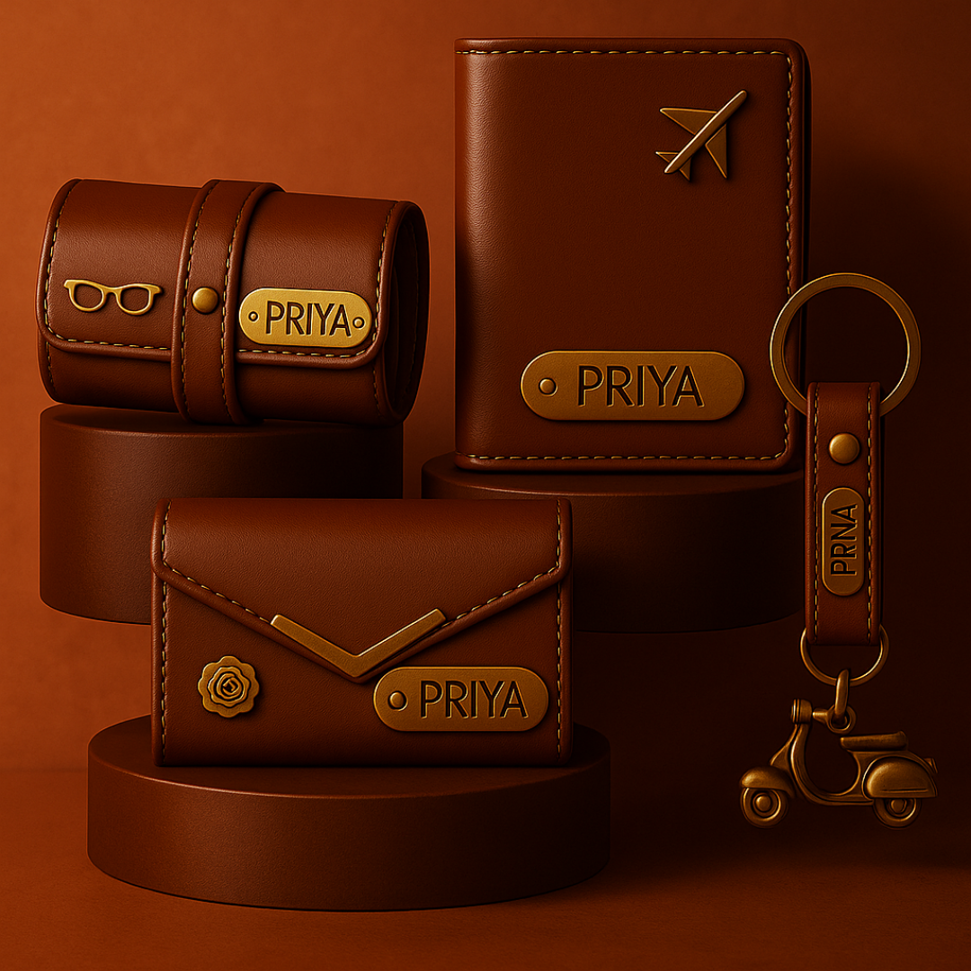 Premium Customized 3 in 1 Gift Set of Wallet,Sunglasses Cover,Keychain