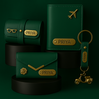 Premium Customized 3 in 1 Gift Set of Wallet,Sunglasses Cover,Keychain