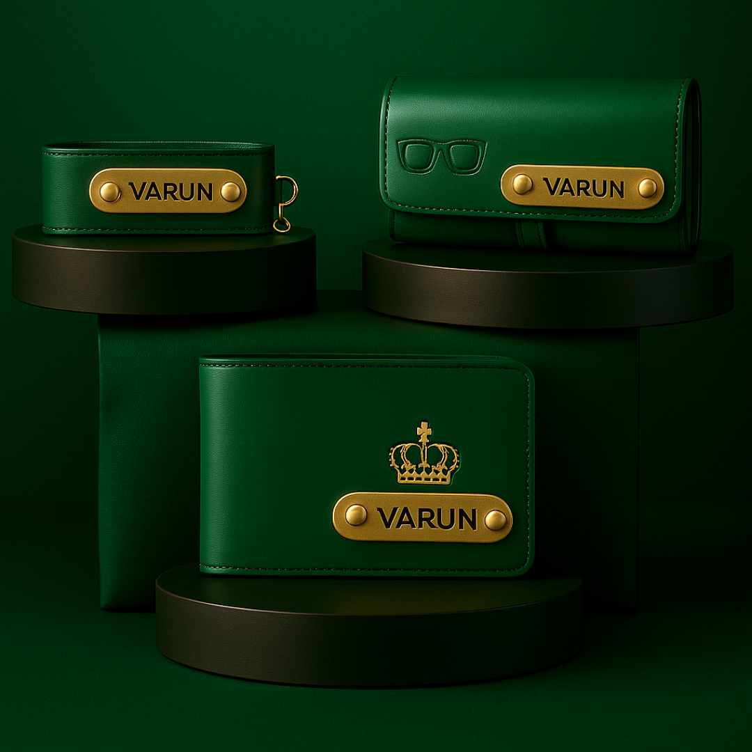 Premium Customized 3 in 1 Gift Set of Wallet,Sunglasses Cover,Keychain