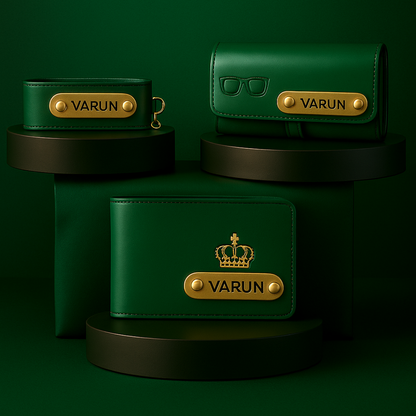 Premium Customized 3 in 1 Gift Set of Wallet,Sunglasses Cover,Keychain