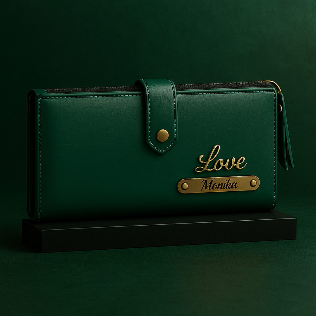 Personalized Women's Clutch With Name & Charm