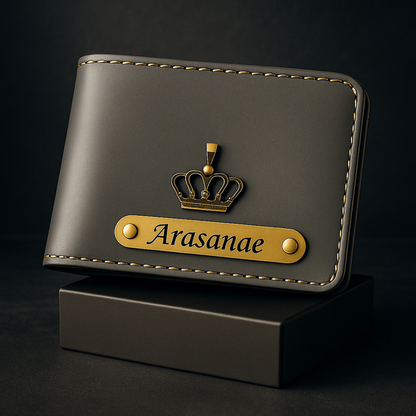 Personalized Men's Wallet with Name & Charm