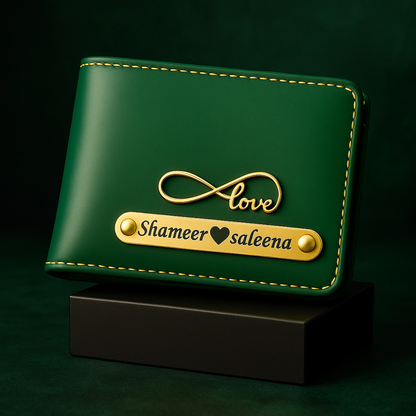 Personalized Men's Wallet with Name & Charm