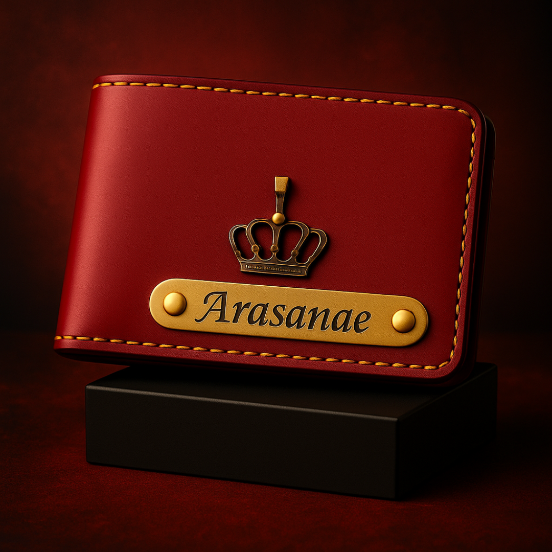 Personalized Men's Wallet with Name & Charm