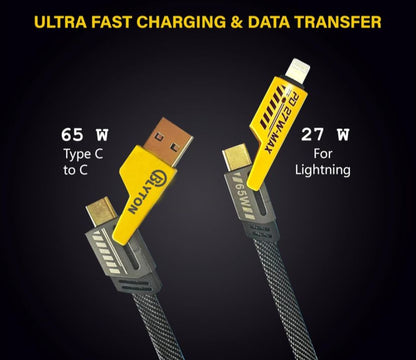 4 in 1 Ultra Fast Charging 65W &amp; Data Transfer Cable | Multi-Purpose USB